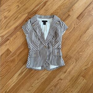 Y2k striped blazer office siren work blouse